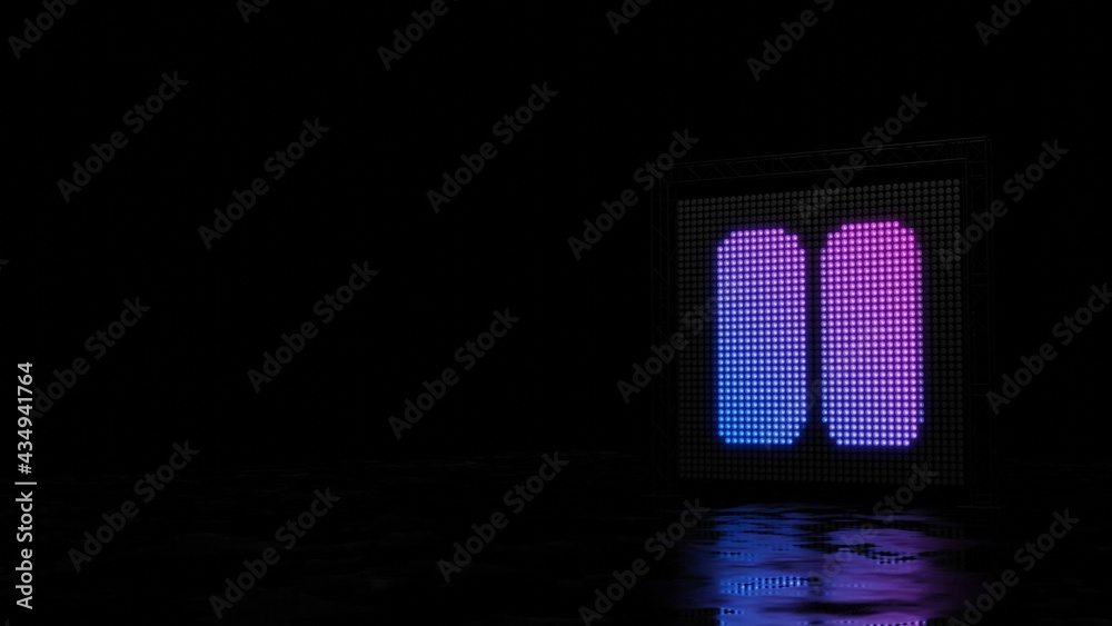 Wall mural 3d rendering of light shaped as symbol of pause on black background