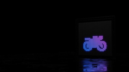 3d rendering of light shaped as symbol of motorcycle on black background