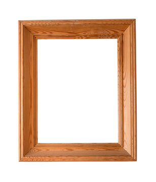 wide natural brown wooden picture frame cutout