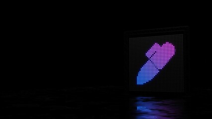 3d rendering of light shaped as symbol of marker on black background