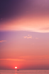 Fototapeta na wymiar Colorful sunset sky over Baltic Sea, summer evening