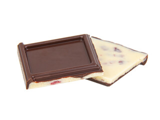 Dark and white chocolate bar isolated on the white background