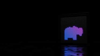 3d rendering of light shaped as symbol of hippo on black background