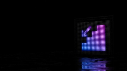 3d rendering of light shaped as symbol of fallen on black background