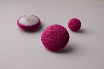 multicolored handmade linen buttons close up