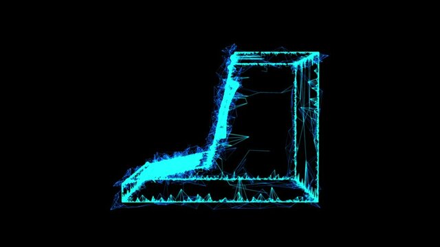 Classic retro perconal computer. Programming code concept. Wireframe low poly mesh technology. Available in 4K FullHD and HD video