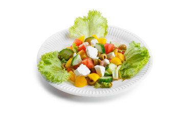 Greek salad with feta, cherry tomatoes, pepper and cucumber