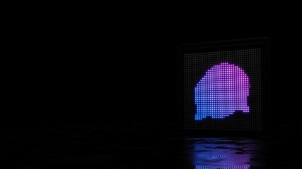 3d rendering of light shaped as symbol of rounded chat bubbles on black background