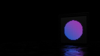 3d rendering of light shaped as symbol of clock on black background