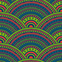 Ethnic circle shapes seamless geometric pattern.