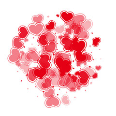 Beautiful red hearts falling image illustration.