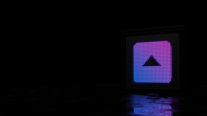 3d rendering of light shaped as symbol of caret square up on black background