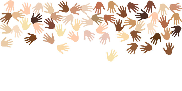 People hands of various skin tone image illustration. Solidarit