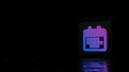 3d rendering of light shaped as symbol of calendar on black background