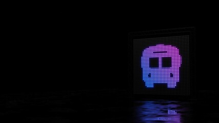 3d rendering of light shaped as symbol of bus on black background