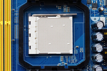 Fototapeta premium Empty PC processor socket on the motherboard.