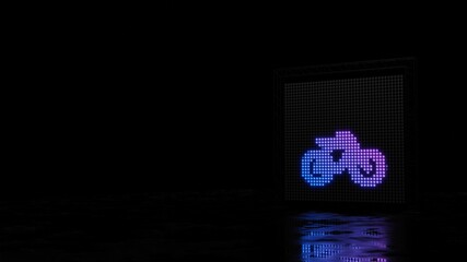 3d rendering of light shaped as symbol of bicycle without rider on black background