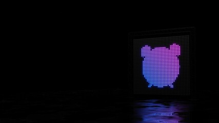 3d rendering of light shaped as symbol of alarm clock on black background