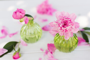 Pink fresh lowers in vase