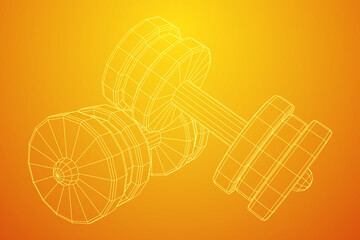 Dumbbells Gym equipment. Bodybuilding, powerlifting, fitness concept. Wireframe low poly mesh vector illustration