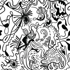 Unique abstract hand drawn seamless pattern