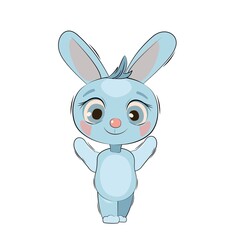 Fototapeta na wymiar Little baby hare, rabbit. Isolated object on a white background. Cheerful kind animal child. Cartoons flat style. Funny. Vector