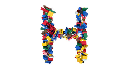 Shuffled Colored Bricks Building Blocks Typeface Text 
H