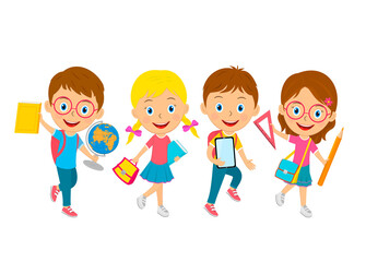 cute cartoon kids go with  bag