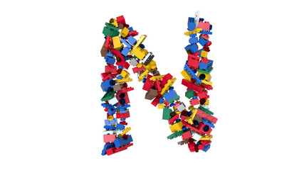 Shuffled Colored Bricks Building Blocks Typeface Text N