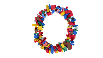 Shuffled Colored Bricks Building Blocks Typeface Text O