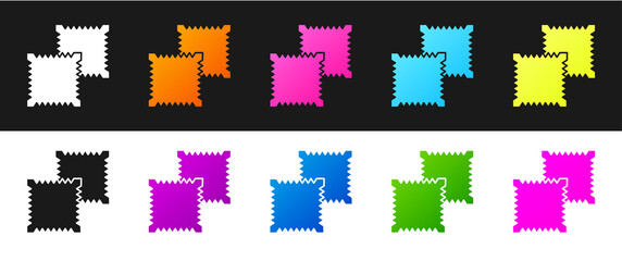 Set Textile fabric roll icon isolated on black and white background. Roll, mat, rug, cloth, carpet or paper roll icon. Vector