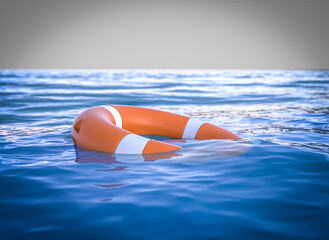 lifebuoy in the middle of the sea