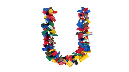 Shuffled Colored Bricks Building Blocks Typeface Text U