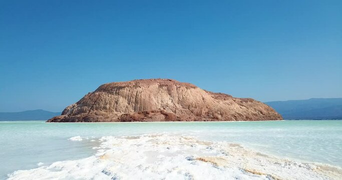 4K Footage Aerial View to the Lake Assal, Djibouti