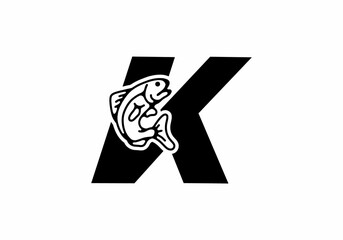 K initial letter with fish