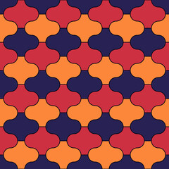 Seamless pattern. Paseo tiles ornament. Oriental traditional ornamentation. Repeated lantern shapes. Mosaic wallpaper. Tiles motif. Geometric digital paper. Ethnic textile print. Web design. Vector.