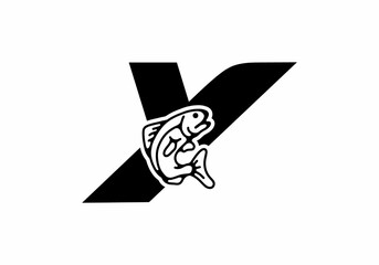 Y initial letter with fish