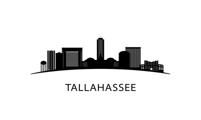 Naklejka premium Tallahassee city Florida skyline. Black cityscape isolated on white background. Vector banner.