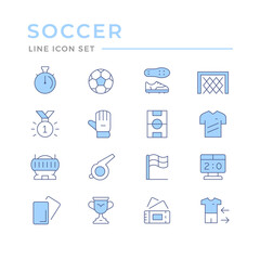 Set color line icons of soccer