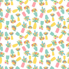 Floral seamless pattern in hand drawn style. Flowers background. Vector illustration.
