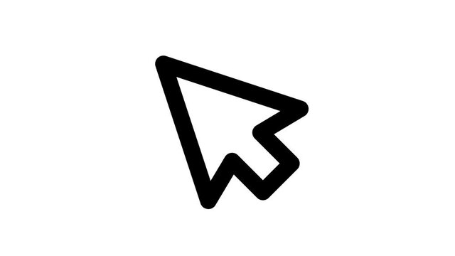 Computer pointer cursor or mouse arrow click line icon animation Motion graphics 4k video motion illustration sign. Outline doodle style alpha channel