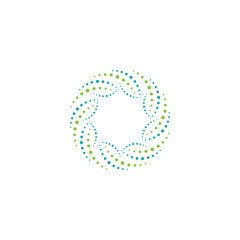 Fototapeta na wymiar Green energy round logo isolated on white. Circles and dotes abstract shape.