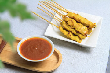 Thai food Pork Satay with Peanut Sauce