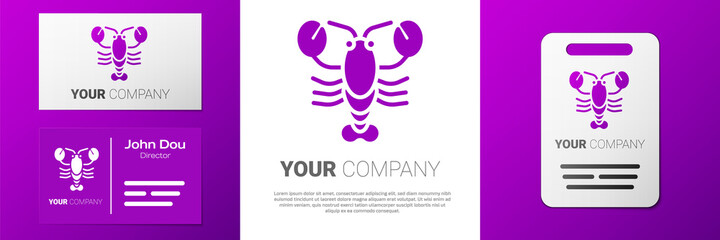 Logotype Lobster icon isolated on white background. Logo design template element. Vector