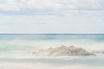 Rock formation in sea at long exposure