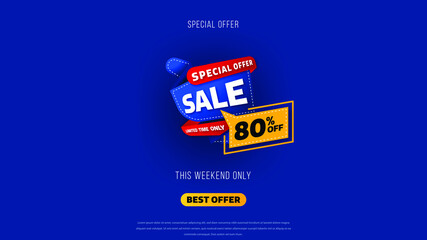 Sale banner template design with geometric background , Big sale special offer up to 80% off. Super Sale, end of season special offer banner. vector illustration.