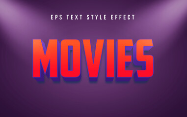 Movies Red 3D Editable Text Style Effect with spotlight