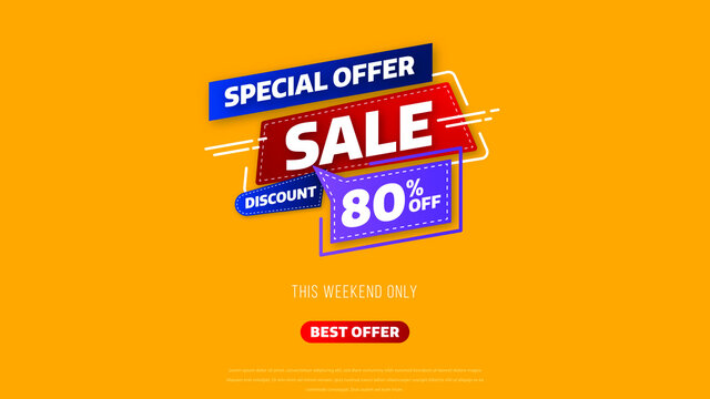 Sale banner template design with geometric background , Big sale special offer up to 80% off. Super Sale, end of season special offer banner. vector illustration.