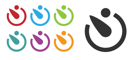 Black Camera timer icon isolated on white background. Photo exposure. Stopwatch timer seconds. Set icons colorful. Vector