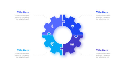 Infographic gear puzzle design template. Modern vector illustration. Concept of 4 steps or options of business process